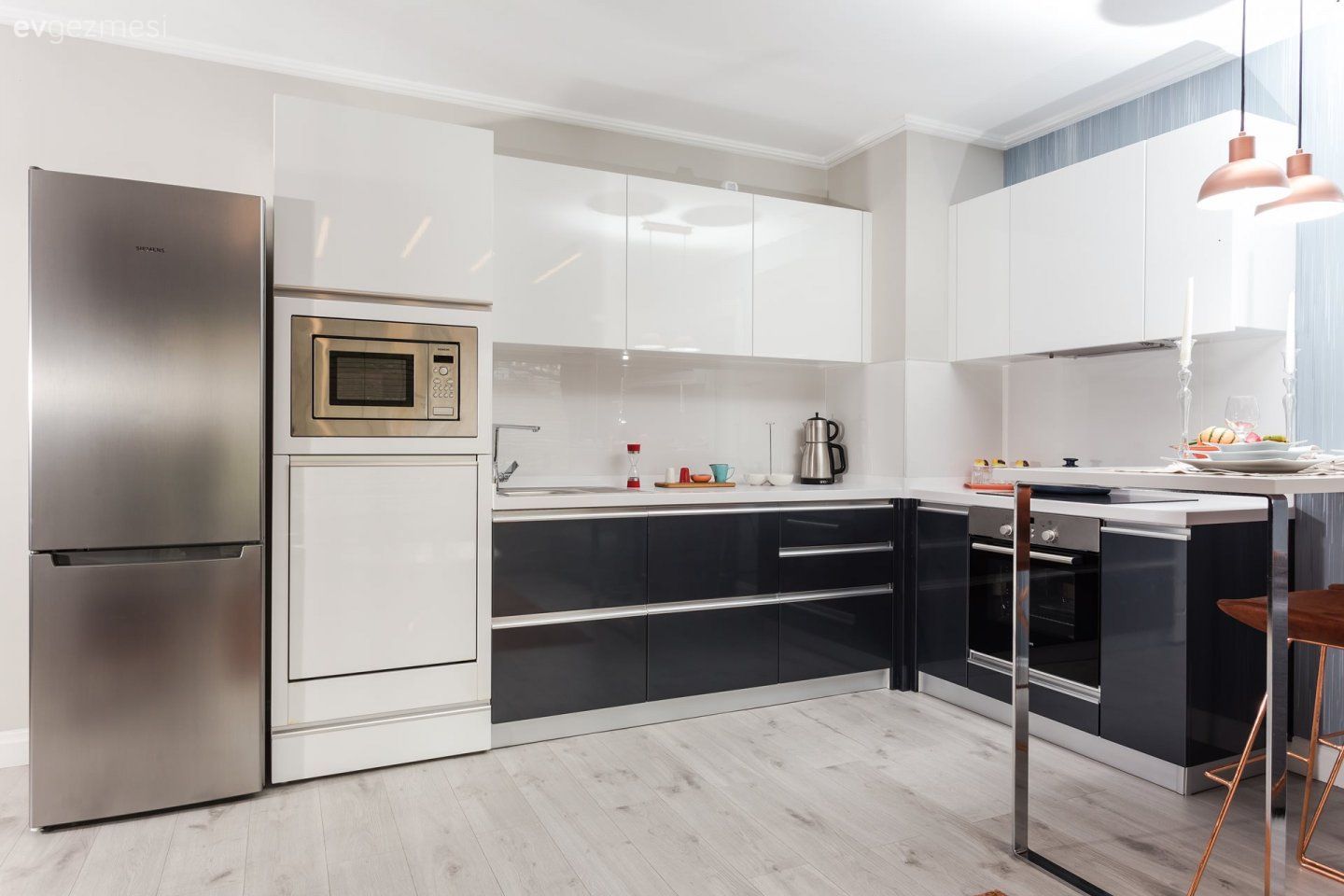 Amerikan Mutfak, Mutfak, Gri, Modern mutfak