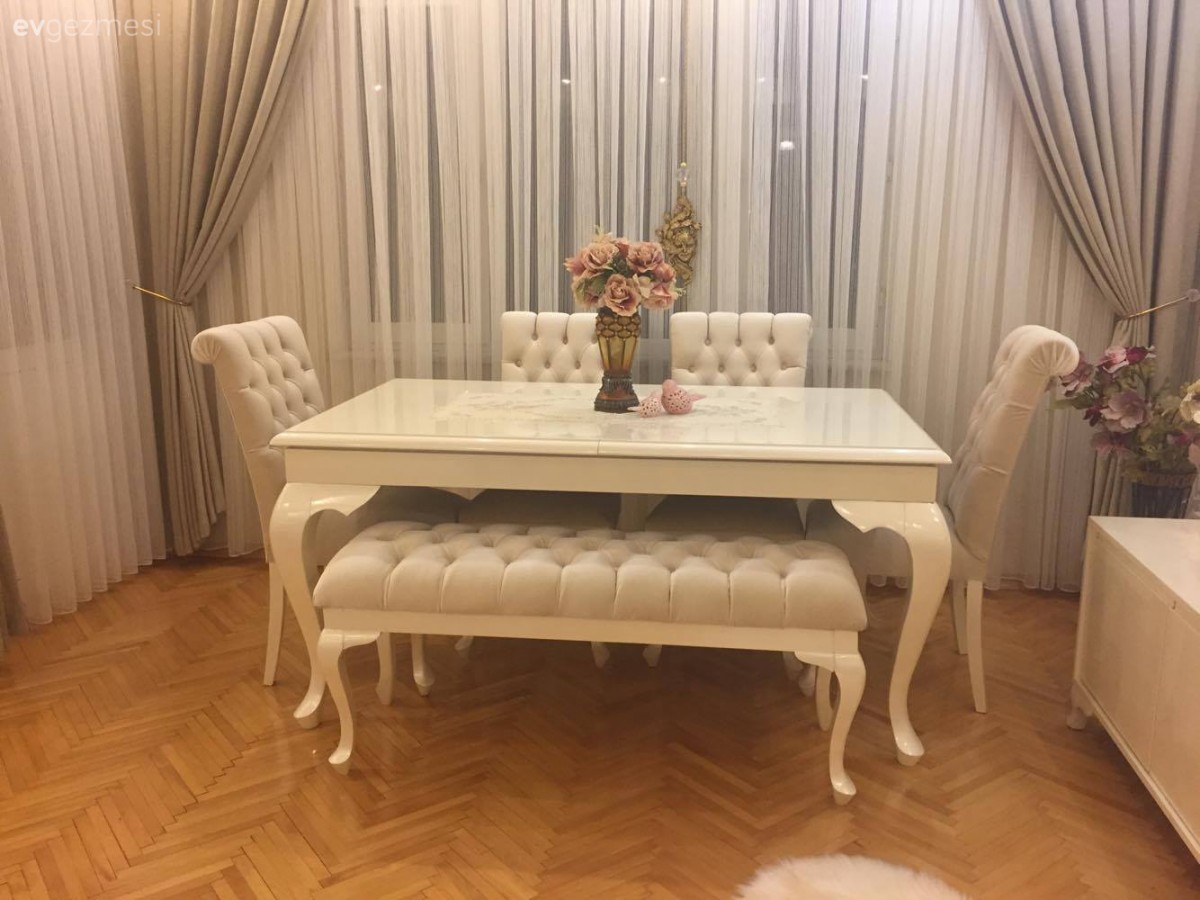 Bank, Fon perde, Krem, Perde, Salon, Yemek Odası