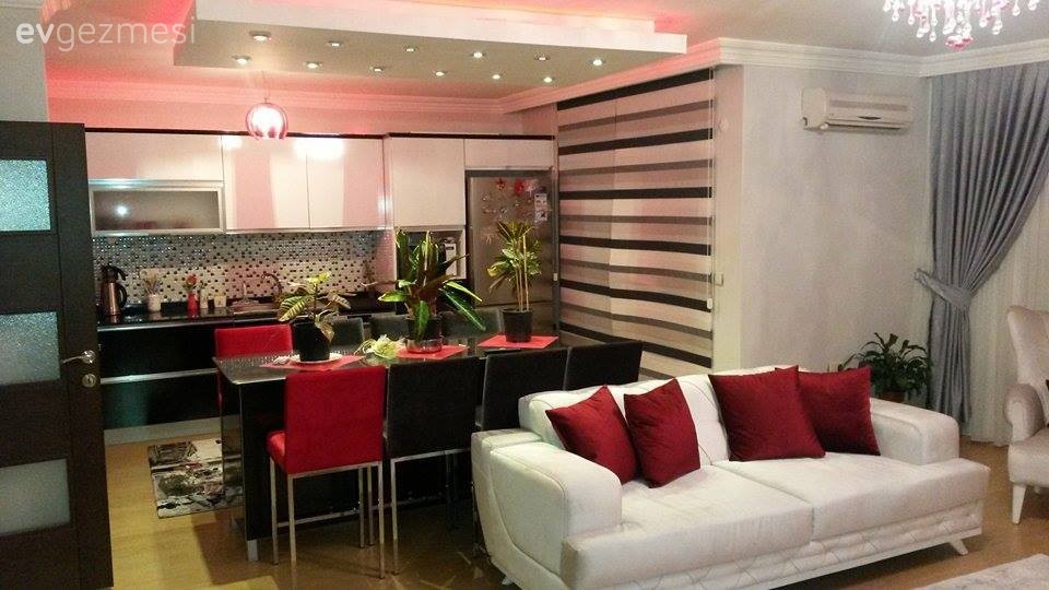 Bordo, Mutfak, Salon, Siyah