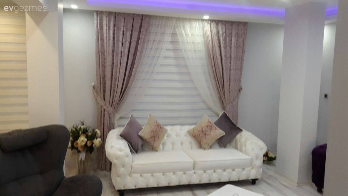 Fon perde, Pembe, Perde, Salon, Kırlent