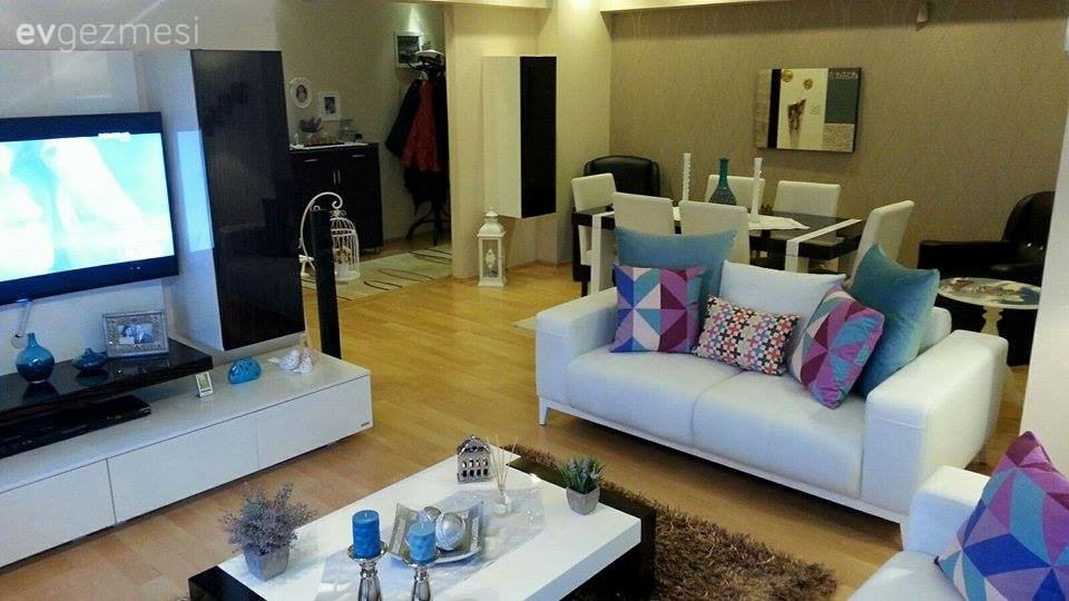 Beyaz, Salon, Sehpa, Kırlent