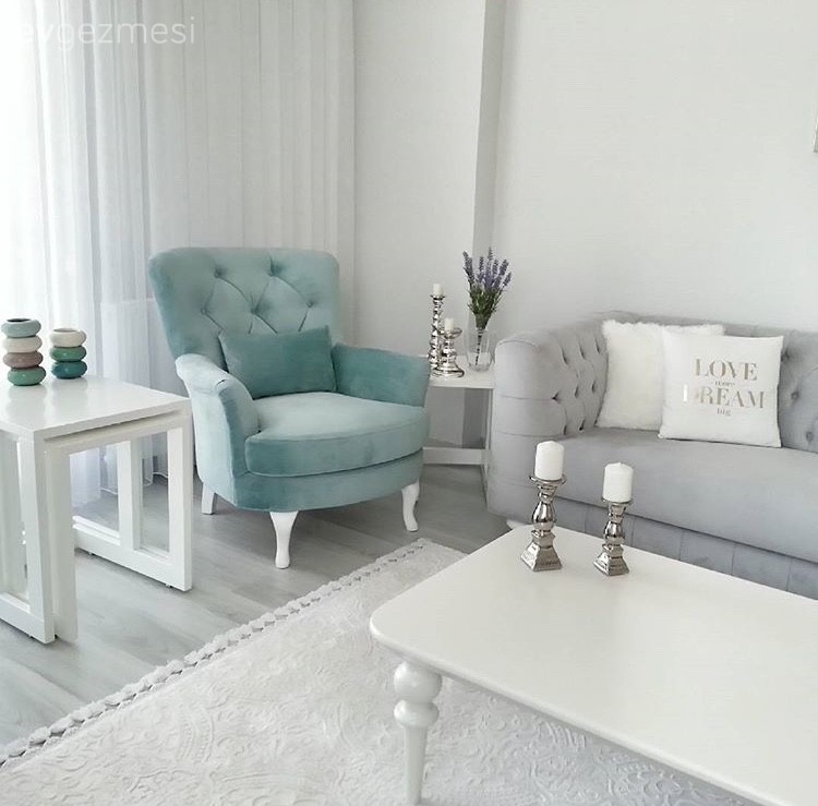 Berjer, Gri, Orta sehpa, Salon, Yan sehpa, Yeşil