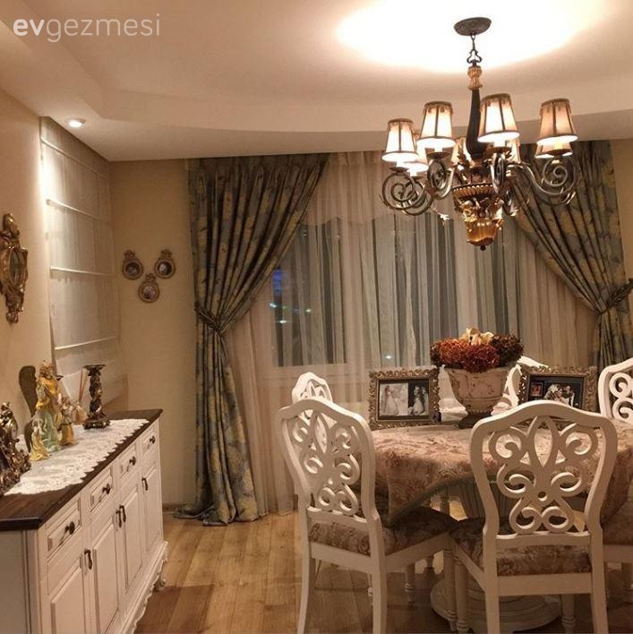 Aydınlatma, Fon perde, Konsol, Yemek Odası, Perde