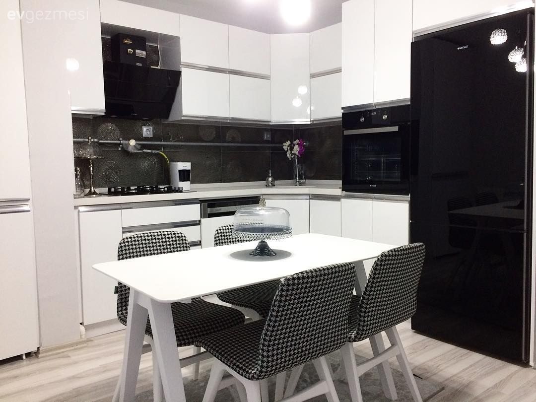 Ankastre, Beyaz mutfak, Mutfak, Mutfak masası, Siyah, Siyah- Beyaz