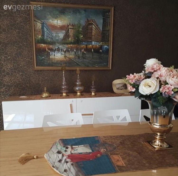 Altın, Duvar kağıdı, Kahverengi, Salon, Tablo