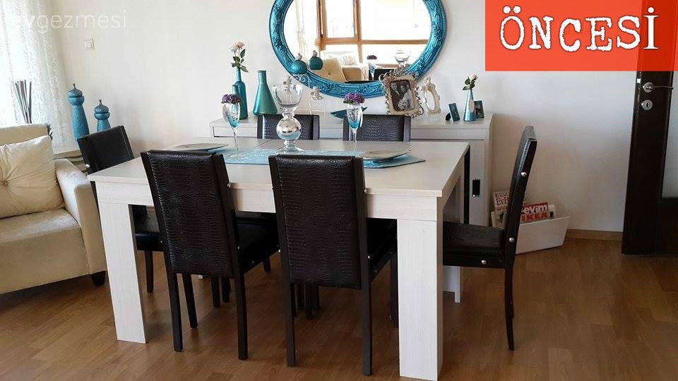 Leyla hanımın döşeme değişimiyle yepyeni bir görünüm alan salonu..