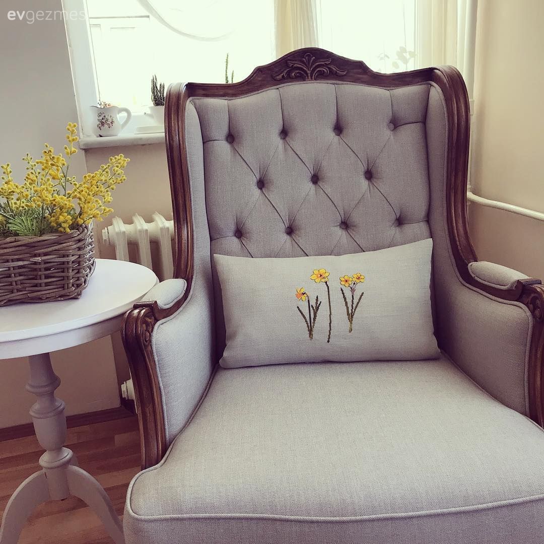 Kırlent, Gri, Berjer, Salon, Kendin Yap, Country, Country salon, Kanaviçe