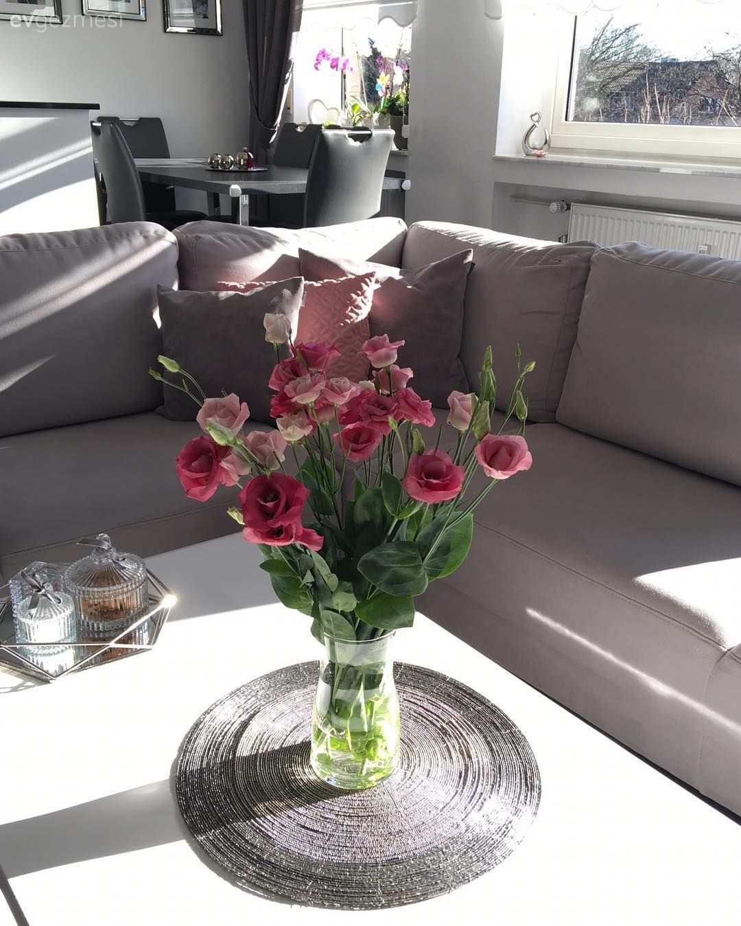 Çiçekler, Köşe koltuk, Salon, Sehpa üstü aksesuarı