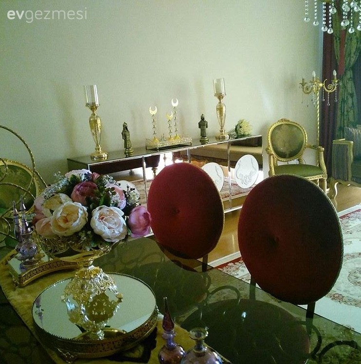 Altın, Bordo, Dekoratif Objeler, Yemek Odası