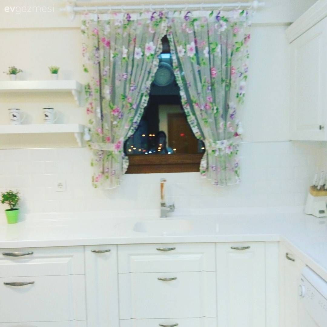 Beyaz mutfak, Country mutfak, Mutfak, Perde