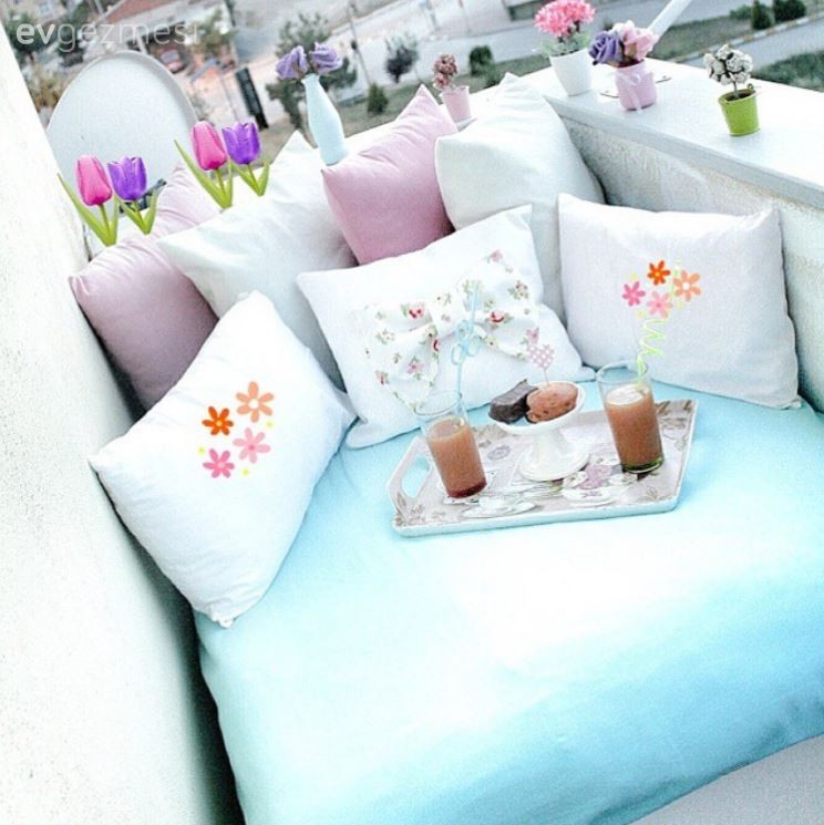 Balkon, Mavi, Puf, Kırlent