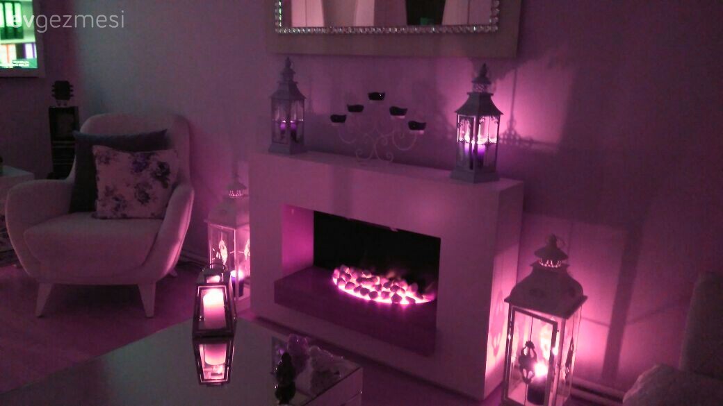 Mor, Salon, Şömine