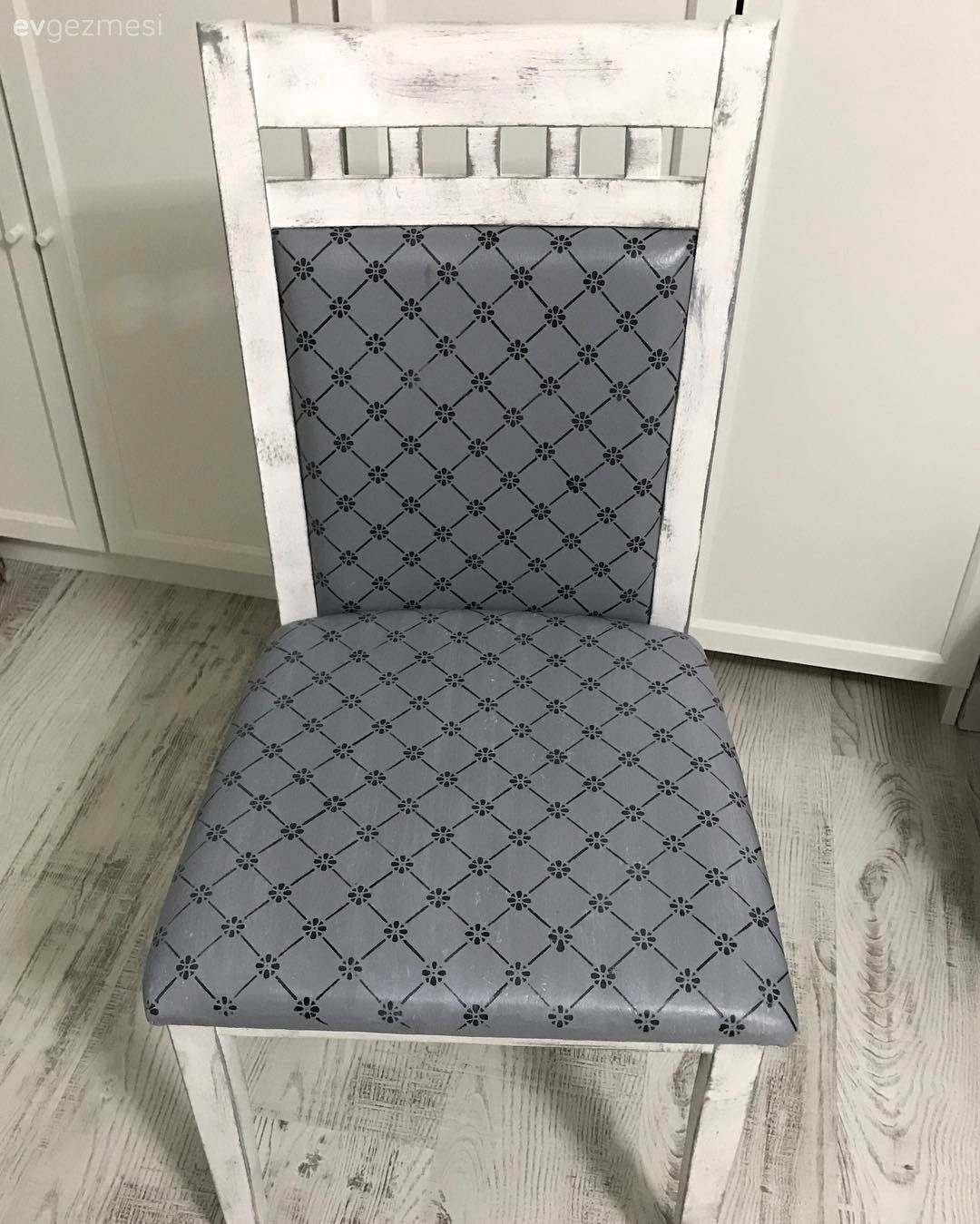 Gri, Kendin Yap, Mobilya boyama, Öncesi / Sonrası, Sandalye