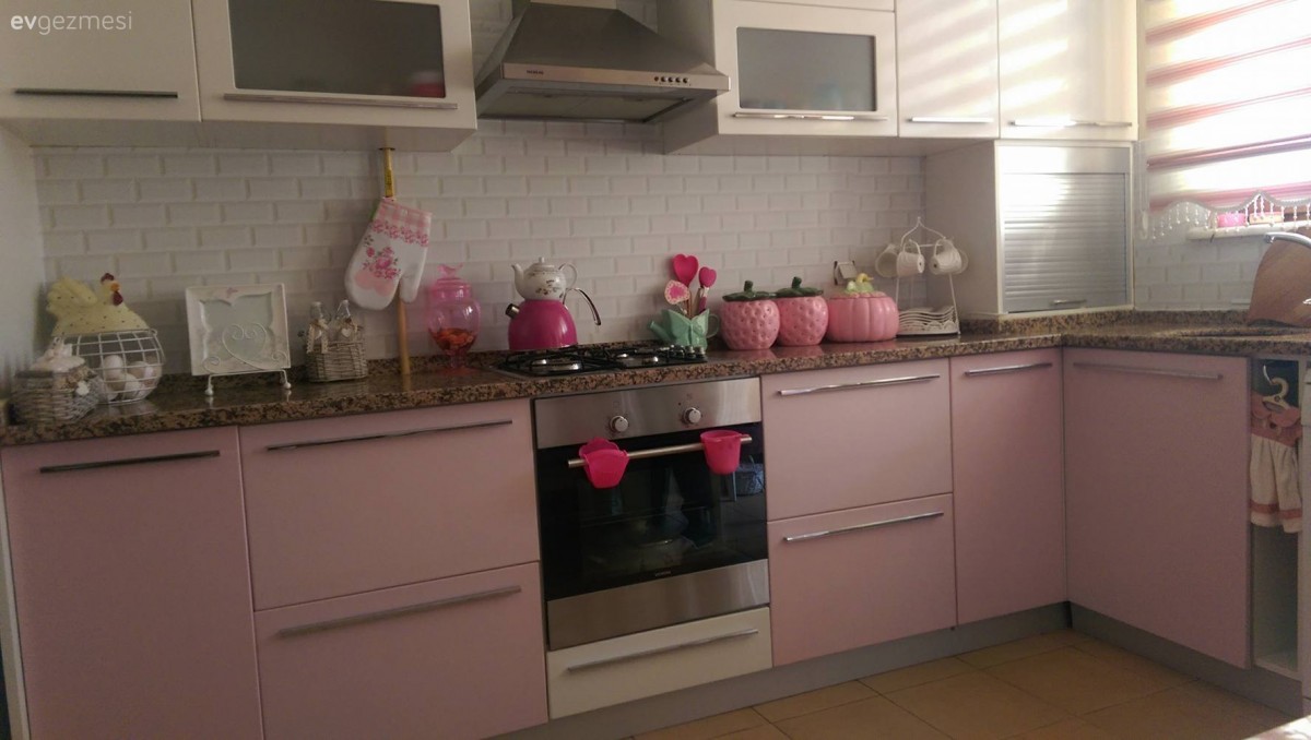 Mutfak, Mutfak aksesuarları, Pembe, Pembe mutfak, Yapışkanlı folyo