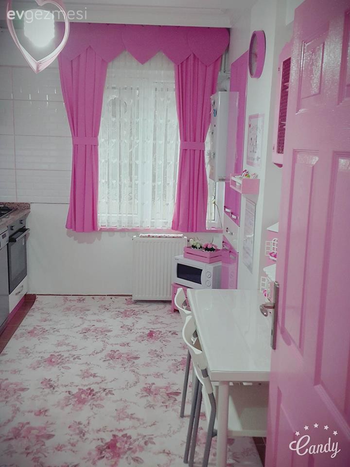 Halı, Mutfak, Pembe, Perde