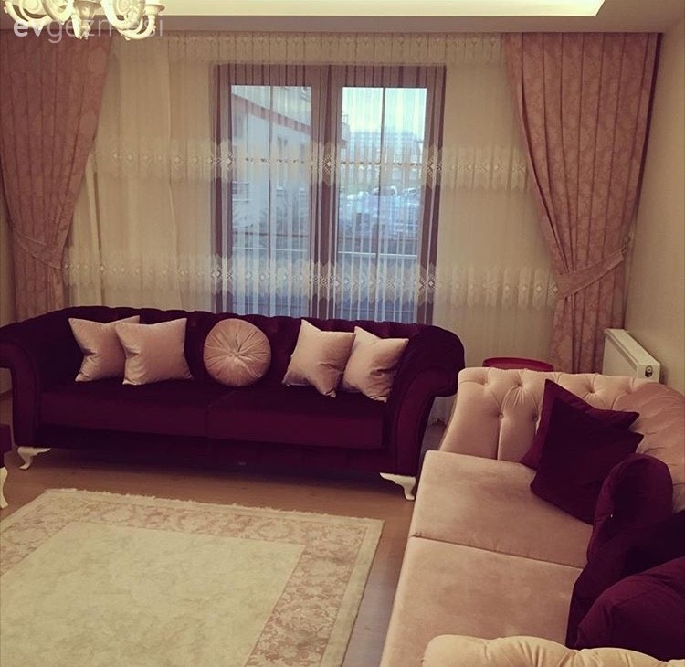 Fon perde, Halı, Mor, Pembe, Salon, Perde