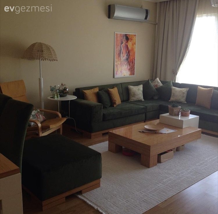 Köşe koltuk, Orta sehpa, Salon, Yeşil