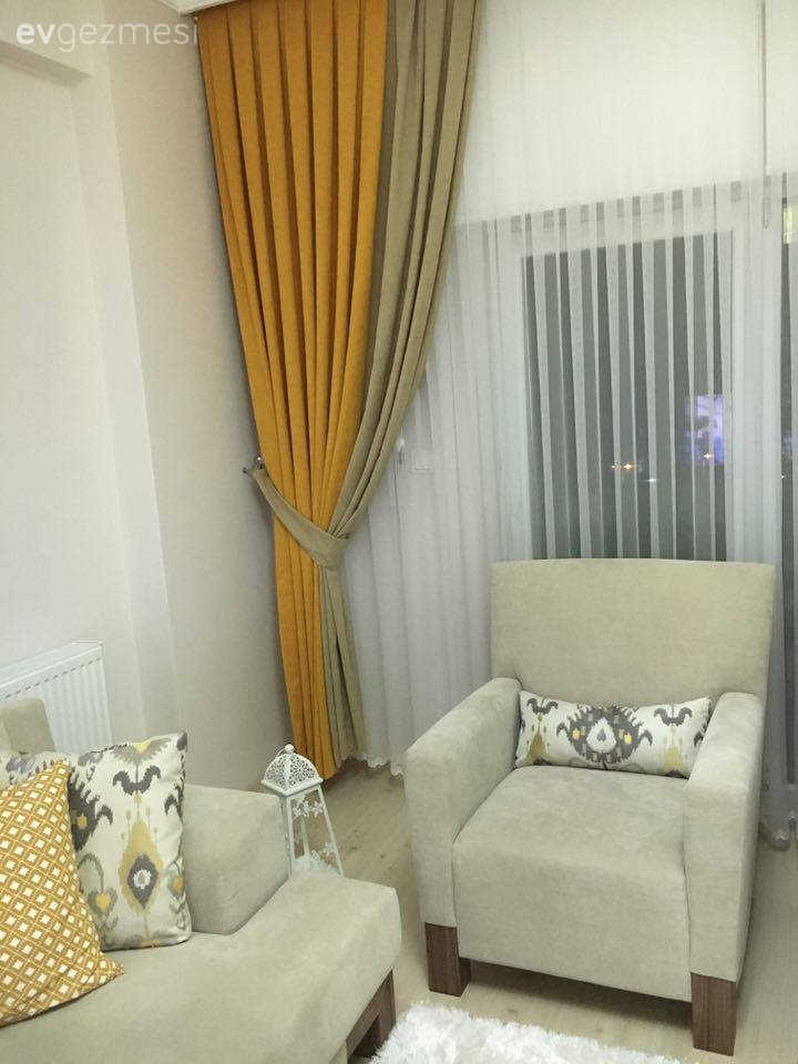 Fon perde, Salon, Sarı, Perde