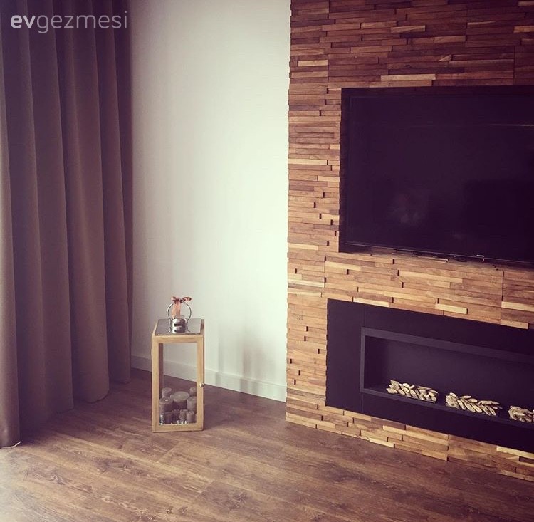 Ahşap Mobilya, Fon perde, Kahverengi, Salon, Şömine, Tv ünitesi, Perde, Fener