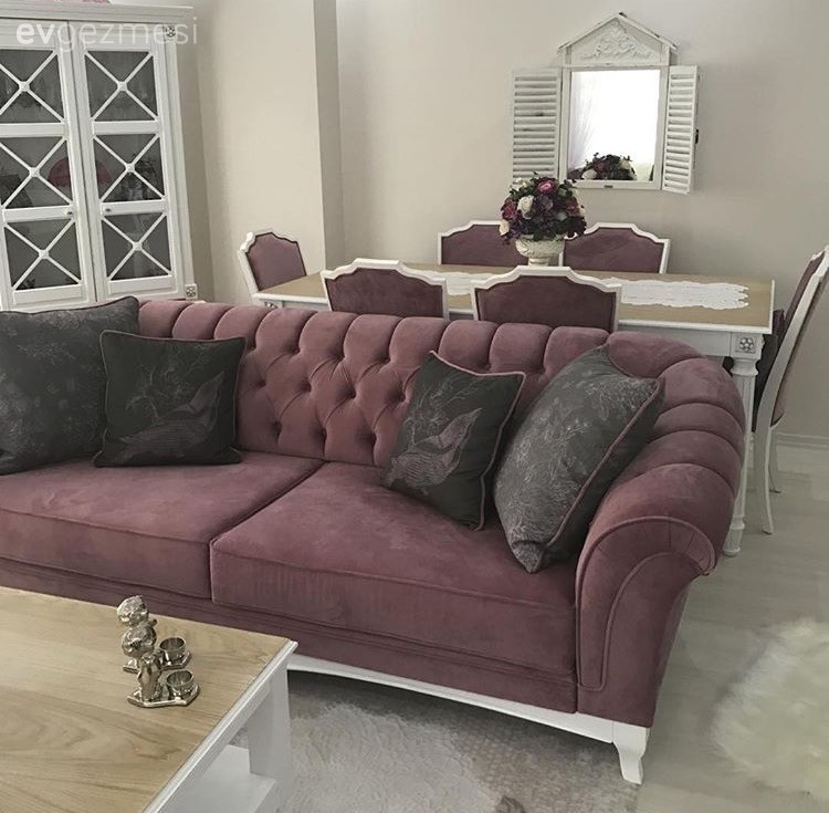 Ayna, Gri, Mor, Salon, Yemek Odası