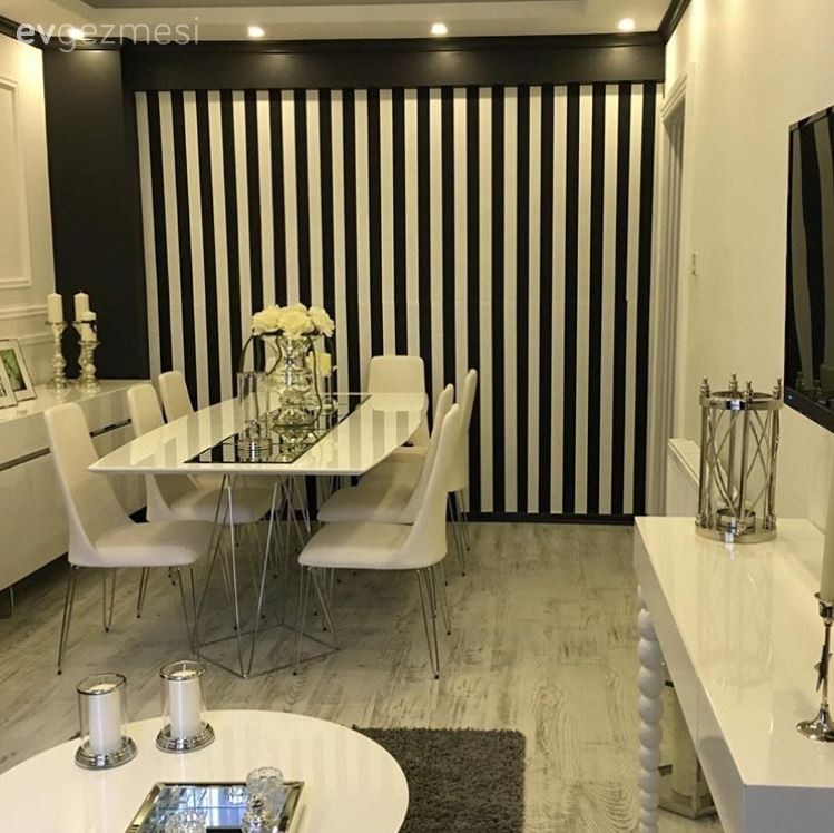 Beyaz, Dresuar, Duvar kağıdı, Salon, Siyah- Beyaz