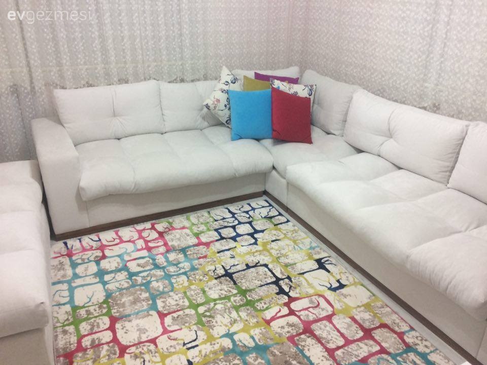 Beyaz, Halı, Köşe koltuk, Oturma Odası
