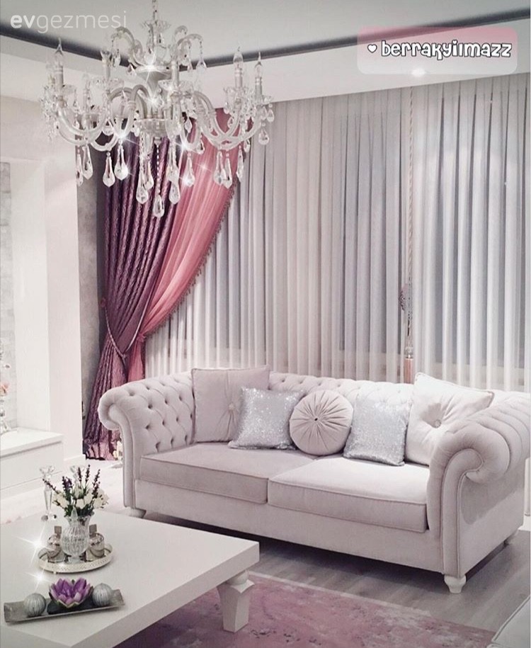 Avize, Beyaz, Fon perde, Mor, Pembe, Salon, Perde, Aydınlatma