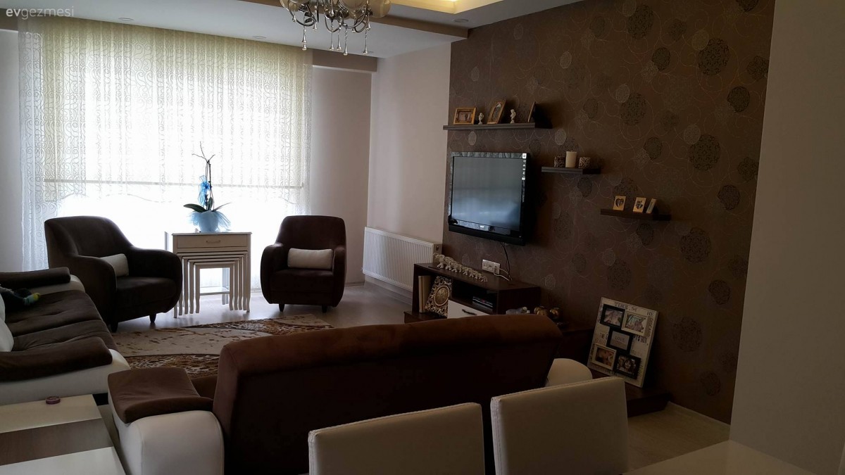 Duvar kağıdı, Kahverengi, Salon, Tv ünitesi