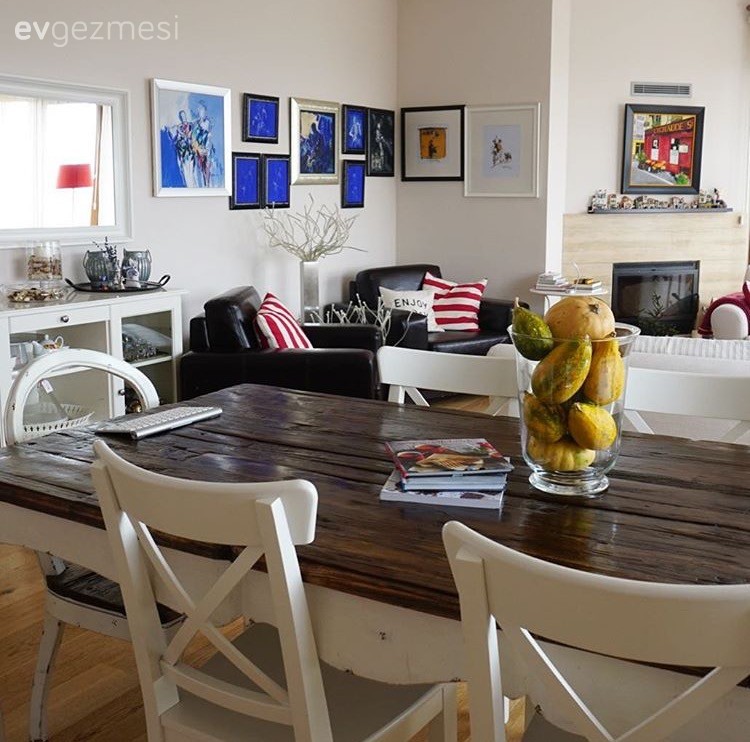 Mutfak, Mutfak masası, Salon, Şömine