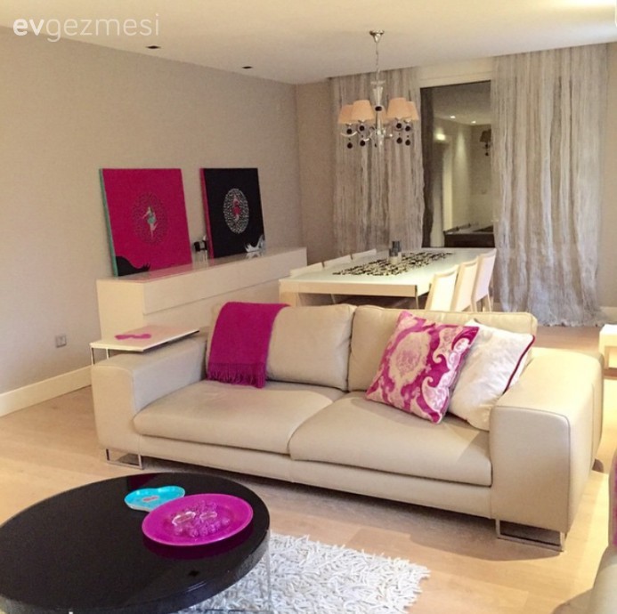 Beyaz, Pembe, Salon, Sehpa, Siyah