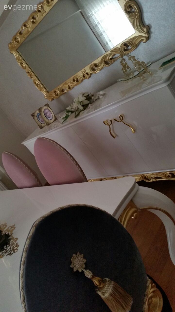 Altın, Ayna, Konsol, Pembe, Yemek Odası