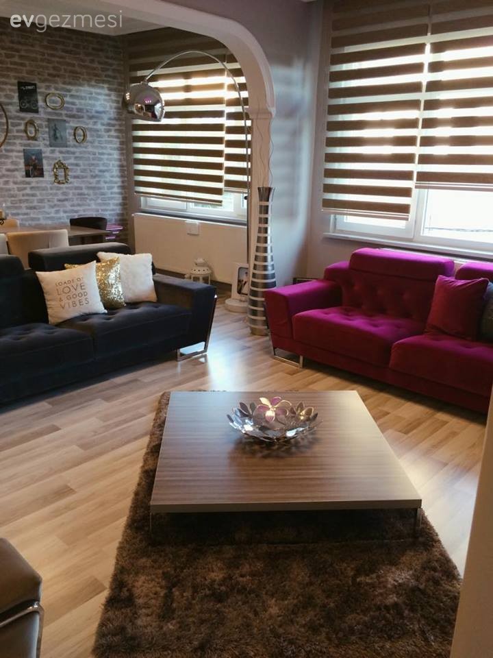 Ahşap Mobilya, Bordo, Halı, Lacivert, Orta sehpa, Perde, Salon