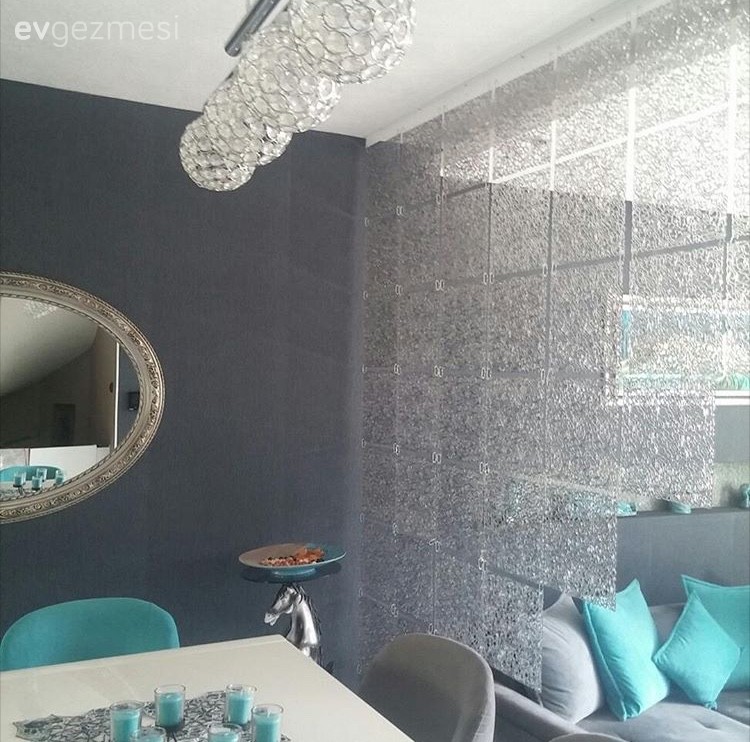 Avize, Ayna, Gri, Mavi, Salon, Yemek Odası, Aydınlatma