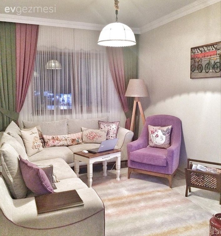 Aydınlatma, Köşe koltuk, Mor, Oturma Odası, Perde