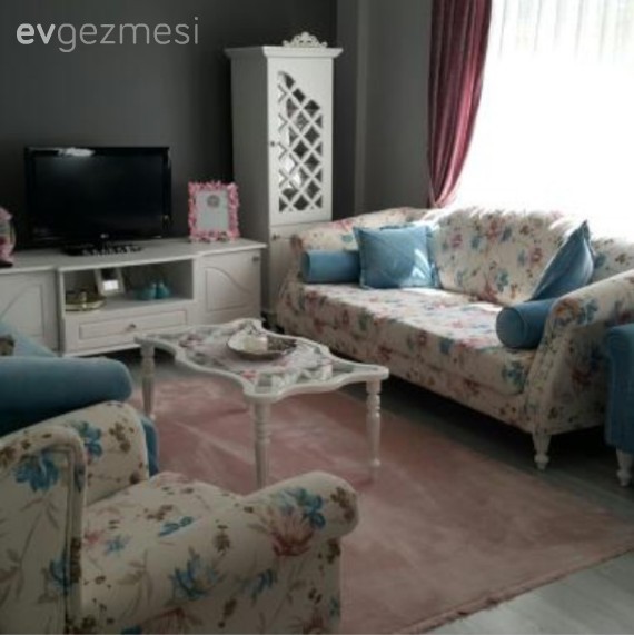 Halı, Mavi, Pembe, Salon, Sehpa