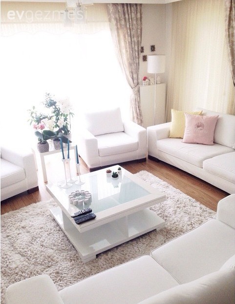 Beyaz, Pembe, Salon, Sarı, Sehpa