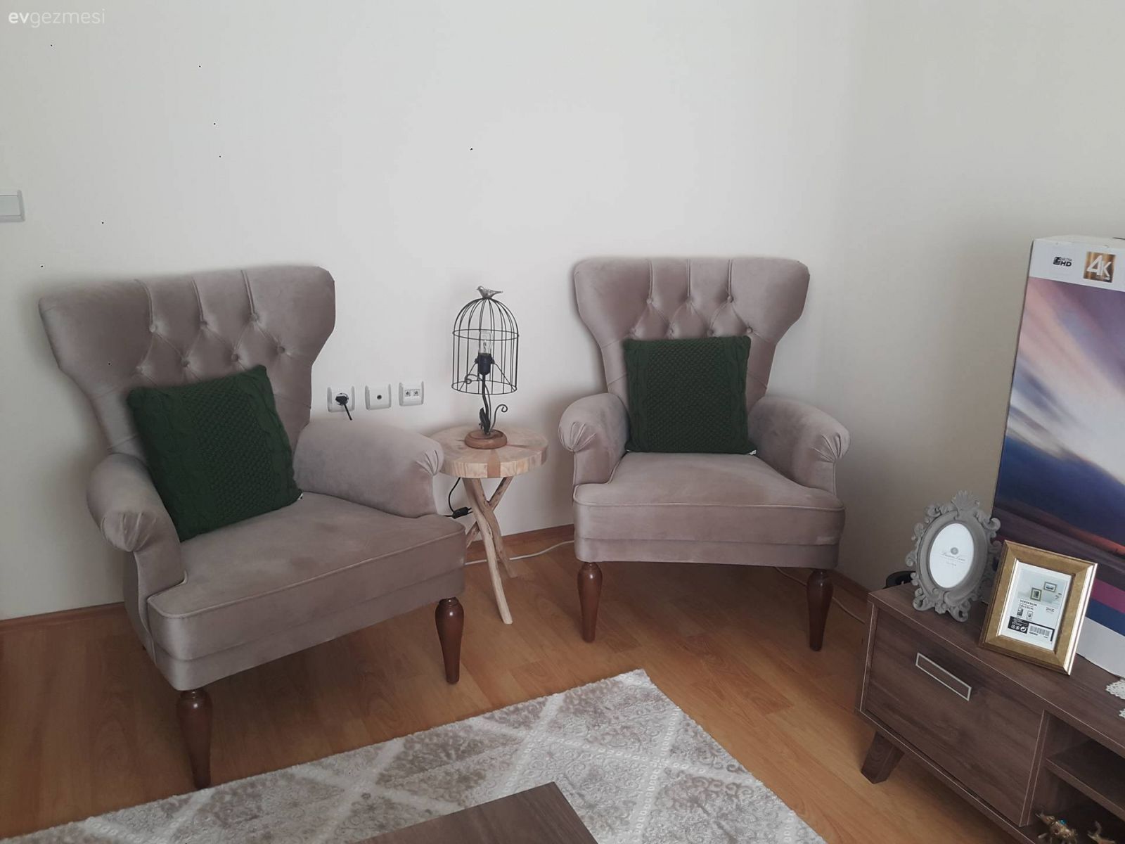 Tv ünitesi, Berjer, Yeşil, Oturma Odası