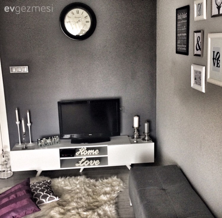 Duvar dekorasyonu, Gri, Oturma Odası, Tv ünitesi