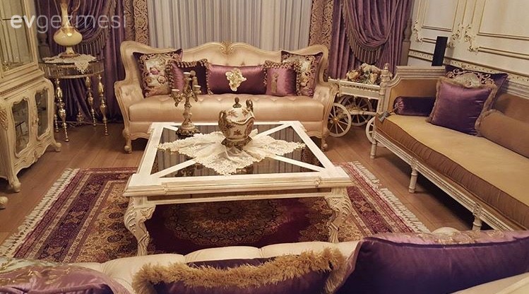 Halı, Krem, Mor, Orta sehpa, Salon, Sarı