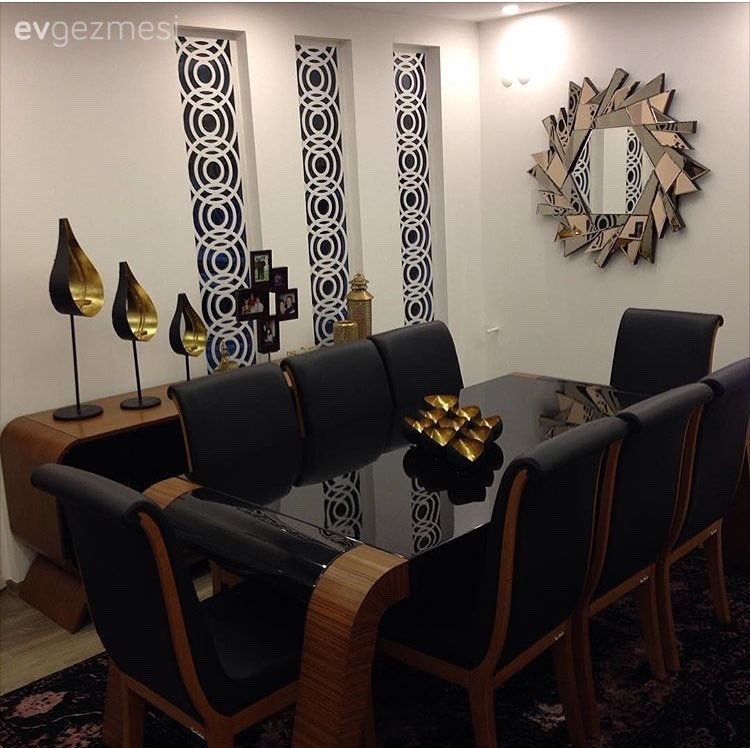 Ayna, Dekoratif Objeler, Siyah, Yemek Odası