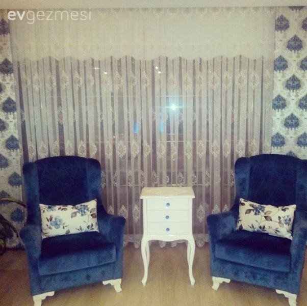 Berjer, Mavi, Perde, Sehpa