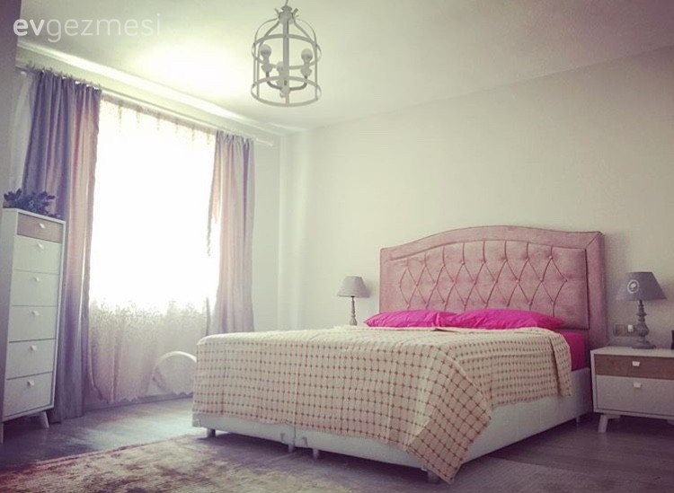 Fon perde, Pembe, Yatak Odası, Perde