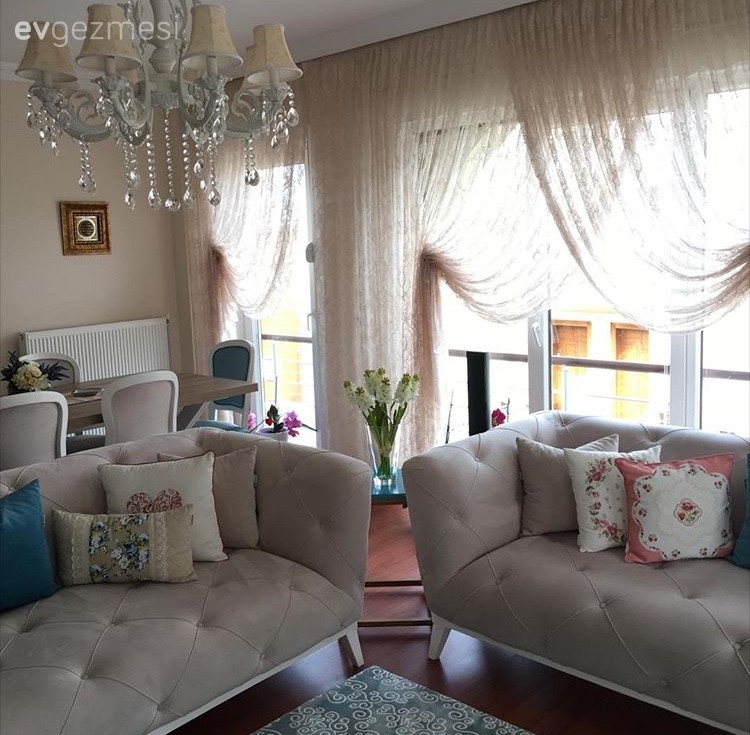 Beyaz, Perde, Salon, Vintage