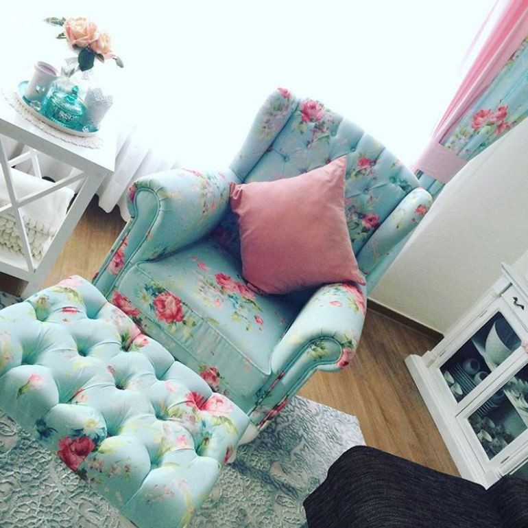 Berjer, Mavi, Pembe, Puf, Salon