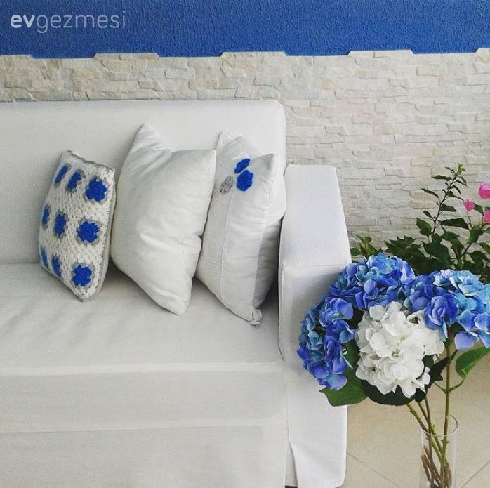 Beyaz, Çiçekler, Mavi, Mutfak