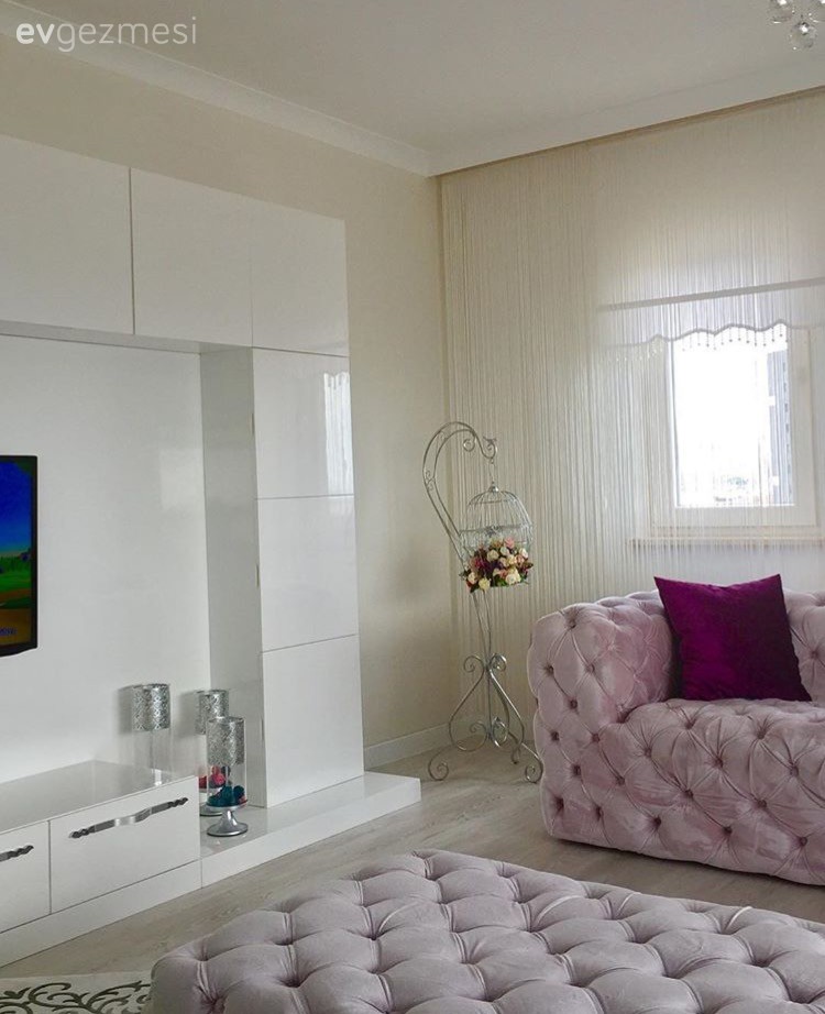 Chesterfield, Mor, Pembe, Salon, Tv ünitesi