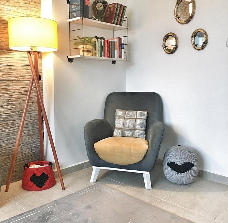 Berjer, Duvar dekorasyonu, Lambader, Oturma Odası, Taş duvar, Aydınlatma