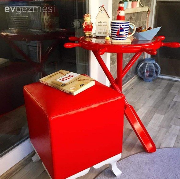 Kırmızı, Puf, Sehpa