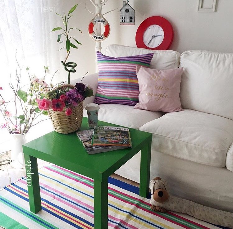 Beyaz, Dekoratif Objeler, Halı, Ikea, Oturma Odası, Pembe, Yeşil, Kırlent