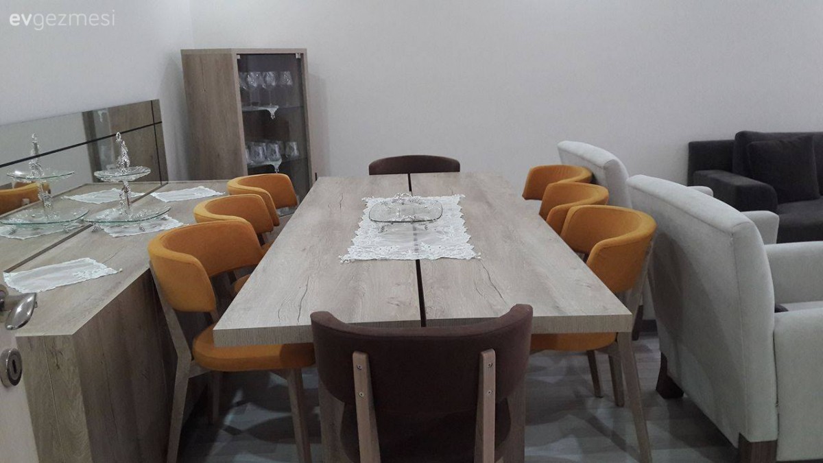 Ahşap Mobilya, Salon, Sarı, Yemek Odası